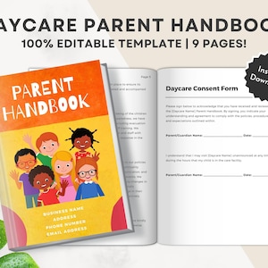 Daycare Handbook for Parents, Daycare Parent Handbook, Parent Handbook for Daycare, Childcare Policy Handbook, PDF Daycare Handbook Policies