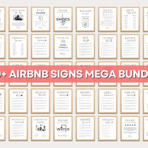 Szablon pakietu znaków Airbnb Znaki VRBO do wynajmu domu DIY Znak Wi-Fi Edytowalny Powitalny Książka Lista Wymeldowań Wydrukowane Znaki Gospodarza Canva