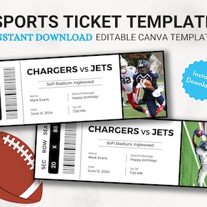 Bearbeitbare Sportticket-Vorlage, DIY Sportticket, benutzerdefiniertes Sportticket-Geschenk, druckbare Überraschungs-Sportticket-Geschenkidee, Canva-Vorlage