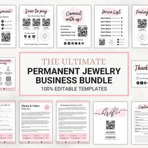 Kit de démarrage d'entreprise de bijoux permanents, carte d'entretien de garantie de bijoux permanents, formulaires de consentement de bijoux permanents, modèles de bijoux permanents