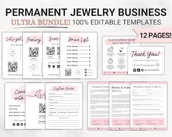 Permanent Jewelry Business Starter Kit, Permanent Jewelry Warranty Care Card, Permanent Jewelry Consent Forms, Permanent Jewelry Templates