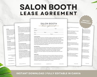 Professional Salon Booth Rental Contract, Salon Chair Rental Booth Lease Agreement, Salon Station Contract, Spa Rental, Stylist Lease Canva