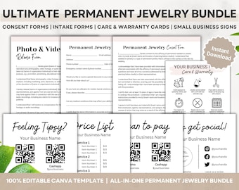 Permanent Jewelry Consent Forms Bundle Permanent Jewelry Business Starter Kit Permanent Jewelry Warranty Care Card Permanent Jewelry Tools