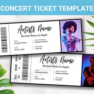 Konzertticket Vorlage, bearbeitbares Event Ticket, DIY Custom Konzertticket Geschenk, Überraschungsdruckbare Konzerttickets Geschenkidee, Canva Template