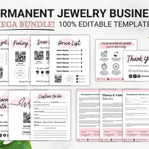 Kit de démarrage d'entreprise de bijoux permanents, carte d'entretien de garantie de bijoux permanents, formulaires de consentement de bijoux permanents, modèle de bijoux permanents