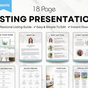 Real Estate Listing Presentation, Real Estate Marketing Home Seller Guide, Realtor Listing Packet, CMA Pre-listing Packet, Canva Template
