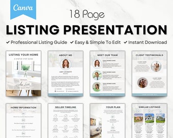 Real Estate Listing Presentation, Real Estate Marketing Home Seller Guide, Realtor Listing Packet, CMA Pre-listing Packet, Canva Template