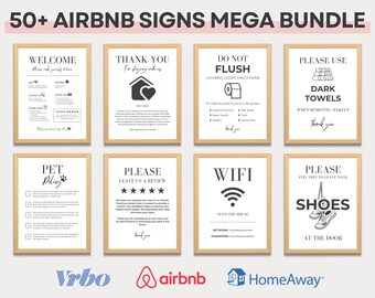 Airbnb Sign Bundle Template Airbnb Signage Signs For Rental Home Wifi Sign Editable Welcome Book Check Out List Printable Host Signs Canva