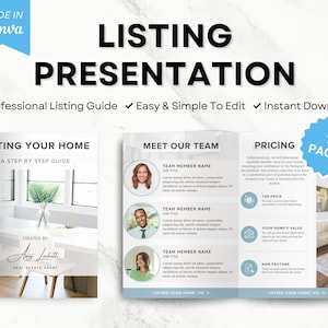 Real Estate Selling Guide, Real Estate Marketing Home Listing Presentation, Realtor Listing Packet, CMA Pre-listing Packet, Canva Template