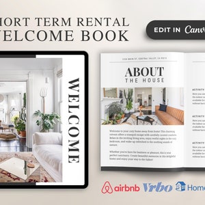 Airbnb Welcome Book Template Modern Beach House Airbnb House Guide Canva Airbnb Guidebook VRBO Guest Book Airbnb Signs Beach Vacation Rental