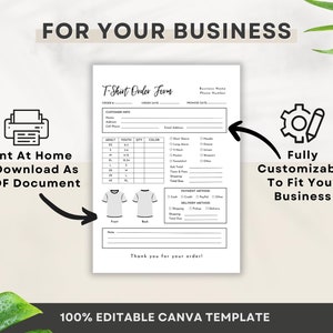 Editable T-shirt Order Form, Printable Shirt Order Form, Editable Small ...