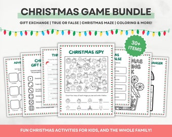 Printable Christmas Game Bundle, For Kids Family Holiday Games, Fun Virtual Party Activities, Friendly Feud Trivia, Children Xmas Activity