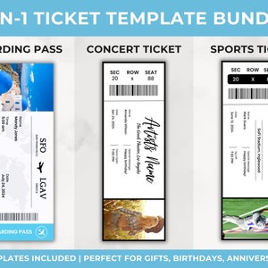 Bearbeitbares Event Ticket Template Bundle, DIY Event Ticket, Custom Event Ticket Geschenk, Überraschungs druckbare Event Ticket Geschenkidee, Canva Template