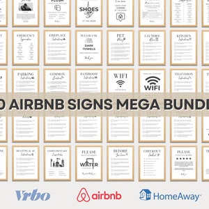 Szablon zestawu znaków Airbnb Znaki Airbnb do wynajmu domu Znak Wi-Fi Airbnb Witamy Zarezerwuj listę do sprawdzenia Gospodarz Airbnb Proste znaki Canva