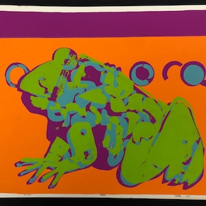 1967 Signed Tobe Psychedelic Pop Art Frog Silkscreen Print, Limited Edition No. 22/32