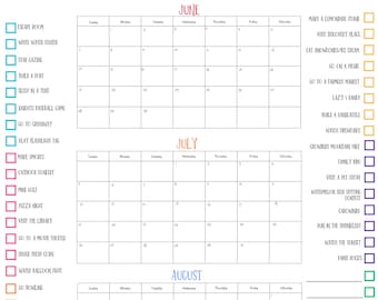 DIGITAL*  Charlotte Summer Fun Calendar 2026 | Family Bucket List Poster (18x24)