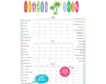 Wilmington NC Summer Bucket List Calendar