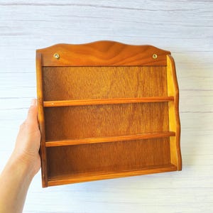 Vintage Wooden Curio Collector Trinket Display Shelf
