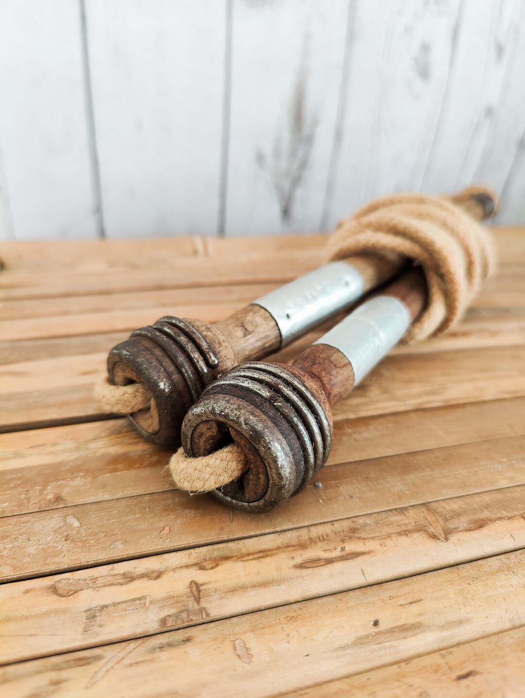 Vintage Wood and Metal Skipping Jump Rope Etsy