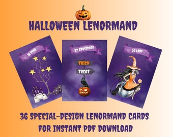 Spooky Halloween Lenormand Printable | 36 Card Oracle Deck