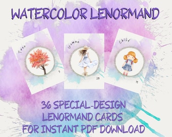 Artistic Watercolor Lenormand Printable | Modern Divination Deck