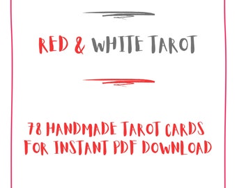 Red & White Minimalist Tarot Printable | Modern 78 Card Deck
