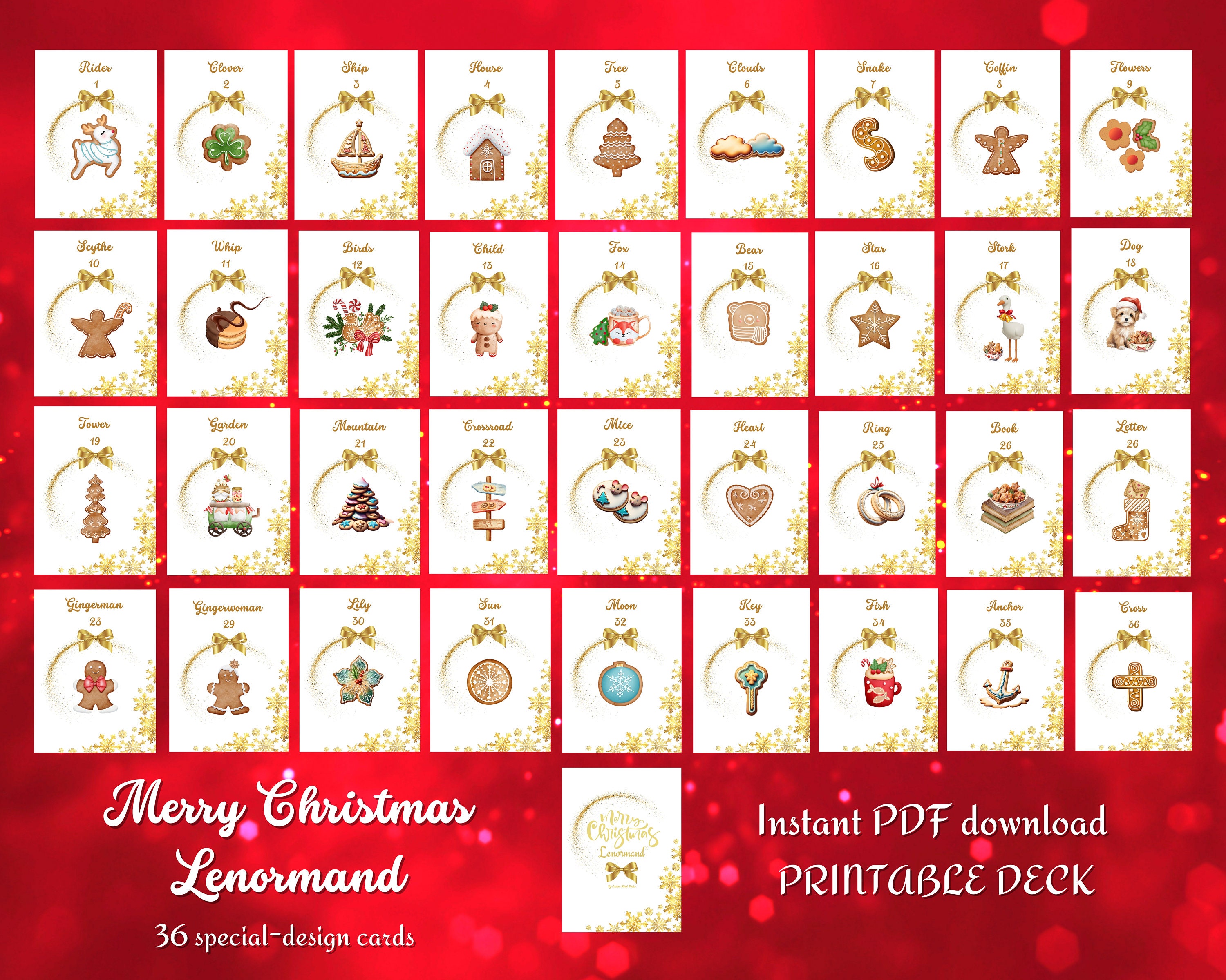 PRINTABLE Lenormand Deck Special Design Merry Christmas Lenormand - Etsy