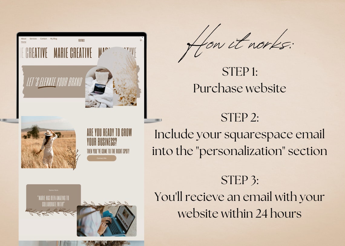 Neutral Squarespace Website Template | Website for Virtual Assistants ...