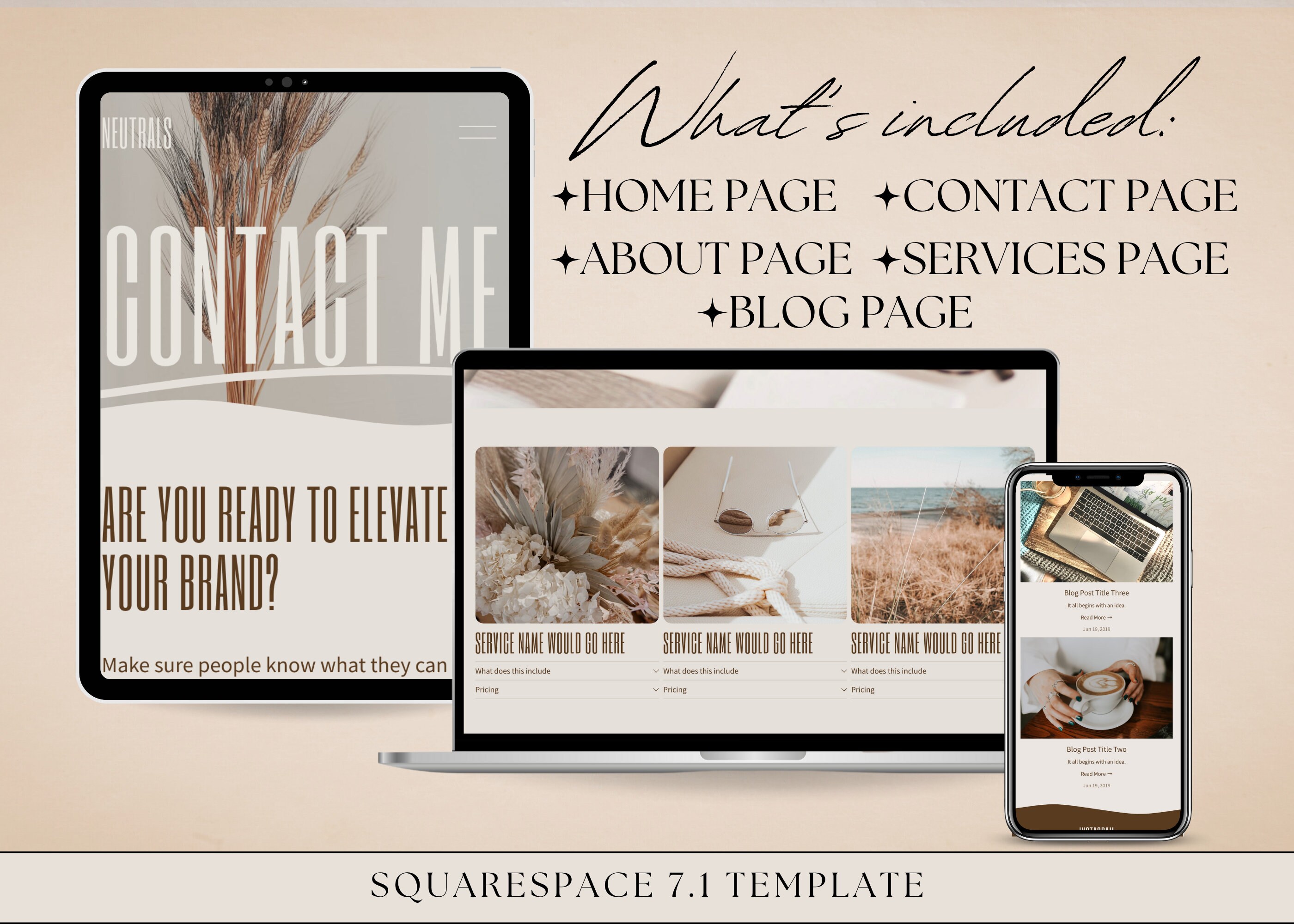 Neutral Squarespace Website Template | Website for Virtual Assistants ...