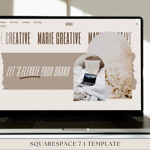 Neutral Squarespace Website Template | Website for Virtual Assistants, Coaches, and Entrepreneurs | Modern Boho | Blog | Squarespace 7.1