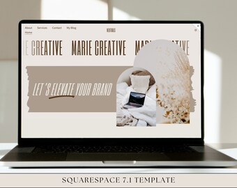 Neutral Squarespace Website Template | Website for Virtual Assistants, Coaches, and Entrepreneurs | Modern Boho | Blog | Squarespace 7.1