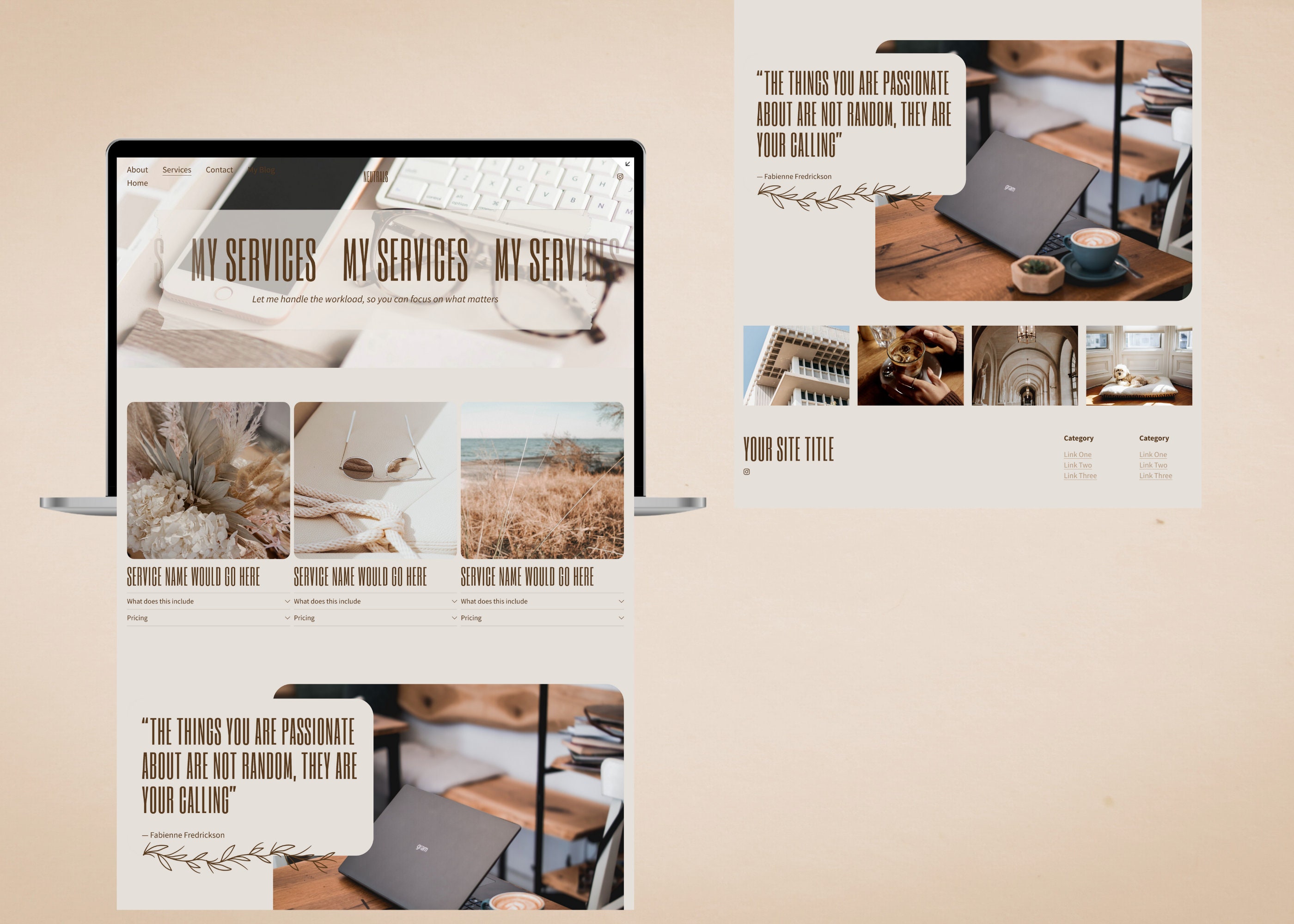 Neutral Squarespace Website Template | Website for Virtual Assistants ...