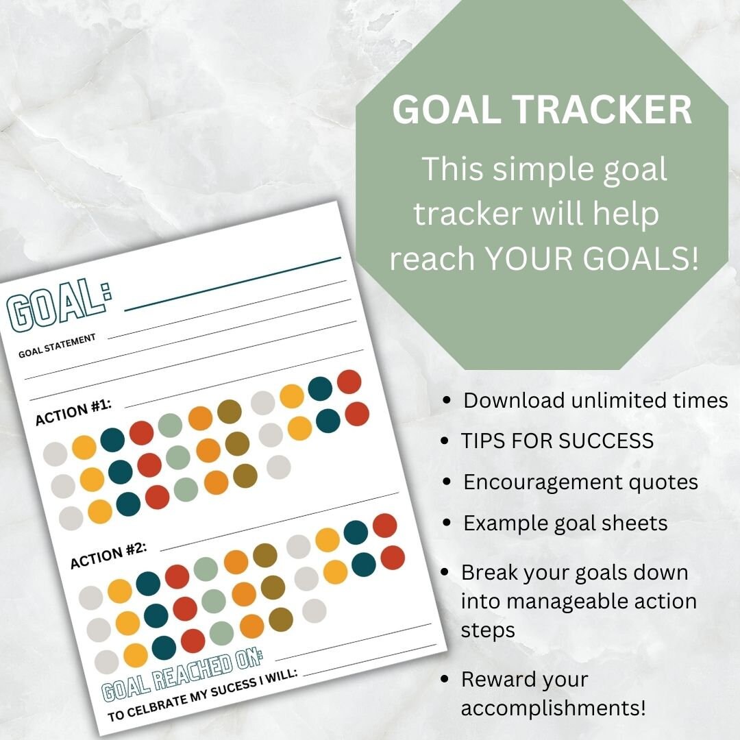 Goal Tracker Chart Goal Setting Planner Goal Setting Worksheet Etsy