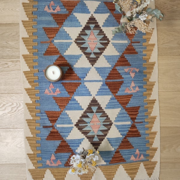 Tapis vintage, Petit tapis, Tapis décoration, 3.6 x 2.4 ft - 110 x 72 cm, Kilim, Tapis d'entée, Tapis salle de bain, Cadeau maison