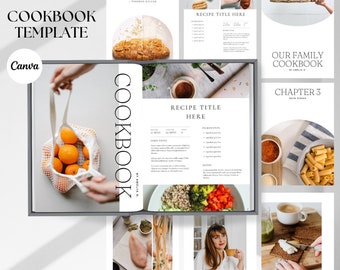 Editable Cookbook Template | Printable Recipe E-Book Canva Cookbook Template, Recipe Book Template, Cook Book Template, Recipe Template