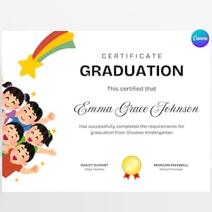 Preschool diploma template, Printable Preschool certificate, Canva template Certificate Of Completion, Editable Award Canva Certificate