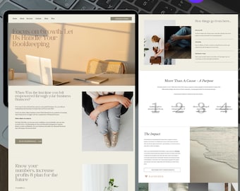 Buchhaltung Website Template für Canva, Buchhaltung Landing Page (Digitaler Download)