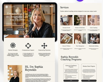 Canva Website Template for life coach Coaching Template Therapist Web Site Editable Landing Page Website Website Canva Sales Page Portfolio