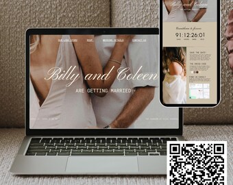 Wedding Website Template Elegant Simple Canva Wedding Web Invitation, Online RSVP, Wedding Countdown Timer Interactive Canva Website Invite