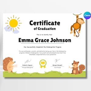 Preschool diploma template, Printable Preschool certificate, Canva template Certificate Of Completion, Editable Award Canva Certificate