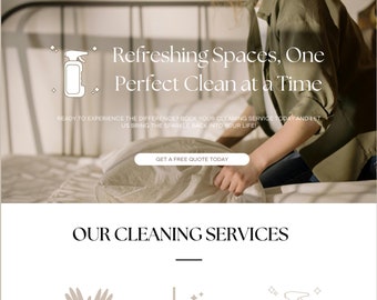 Cleaning Website Template Editable Canva Website Design for Commercial Home Cleaning Service, Janitorial House Cleaning Business Website