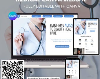 Medical Clinic Website Canva Healthcare Landing Page Design, Professional Web Template for Healthcare Facility Medical Clinic Hospital