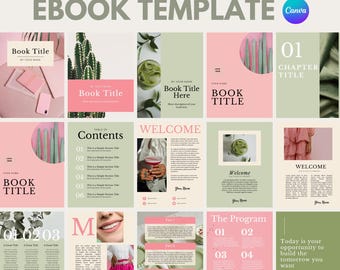Ebook Template Canva Coaching Guide Book Canva Template Lead Magnet Course Creator Done for You Pink Green Modern Workbook Digital Download