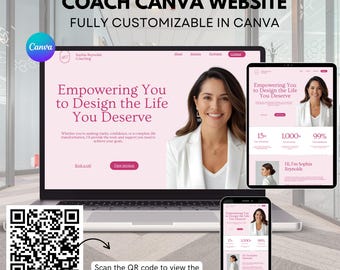 Life Coach Canva Website Template Coaching Template Therapist Web Site Editable Landing Page Website Website Canva Sales Page Portfolio