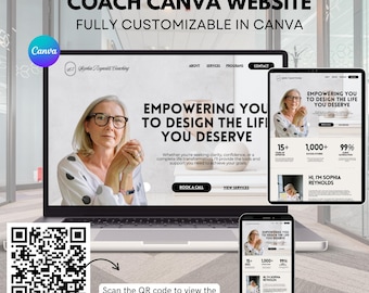 Plantilla de sitio web de Life Coach en Canva Plantilla de coaching Sitio web de terapeuta Página de destino editable Sitio web Sitio web Página de ventas de Canva Portafolio