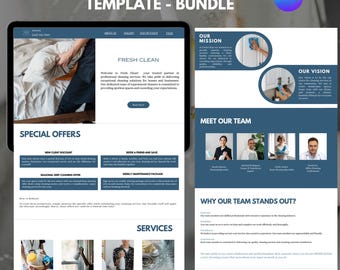 Cleaning Website Template Editable Canva Website Design for Commercial Home Cleaning Service, Janitorial House Cleaning Business Website