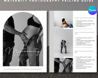 Mutterschaftsfotografie Preisführer für Fotografen, Marketing-Broschüre, Fotografie Preisliste Vorlage, Mutterschaftspreisführer Canva Edit