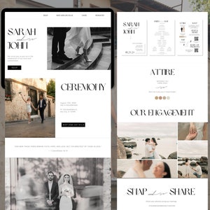 Wedding Website Template Elegant Simple Canva Wedding Web Invitation, Online RSVP, Wedding Countdown Timer Interactive Canva Website Invite