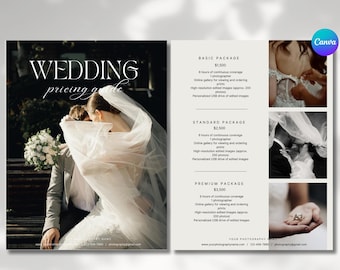 Wedding Photography Pricing Template | Wedding Pricing Guide List | Photographer Price Guide | Canva Template Wedding Collection Package