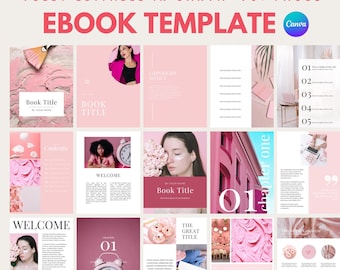 Plantilla de libro electrónico de Canva rosa, guía de coaching, plantilla de Canva, creador de cursos con imán de clientes potenciales, libro de trabajo moderno rosa listo para usar, descarga digital